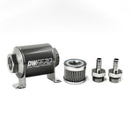 DeatschWerks Stainless Steel 3/8in 40 Micron Universal Inline Fuel Filter Housing Kit (70mm) - 8-03-070-040K-38