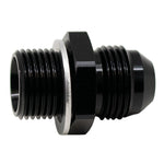 DeatschWerks 8AN Male Flare to M18 X 1.5 Male Metric Adapter (Incl Washer) - Anodized Matte Black - 6-02-0620-B