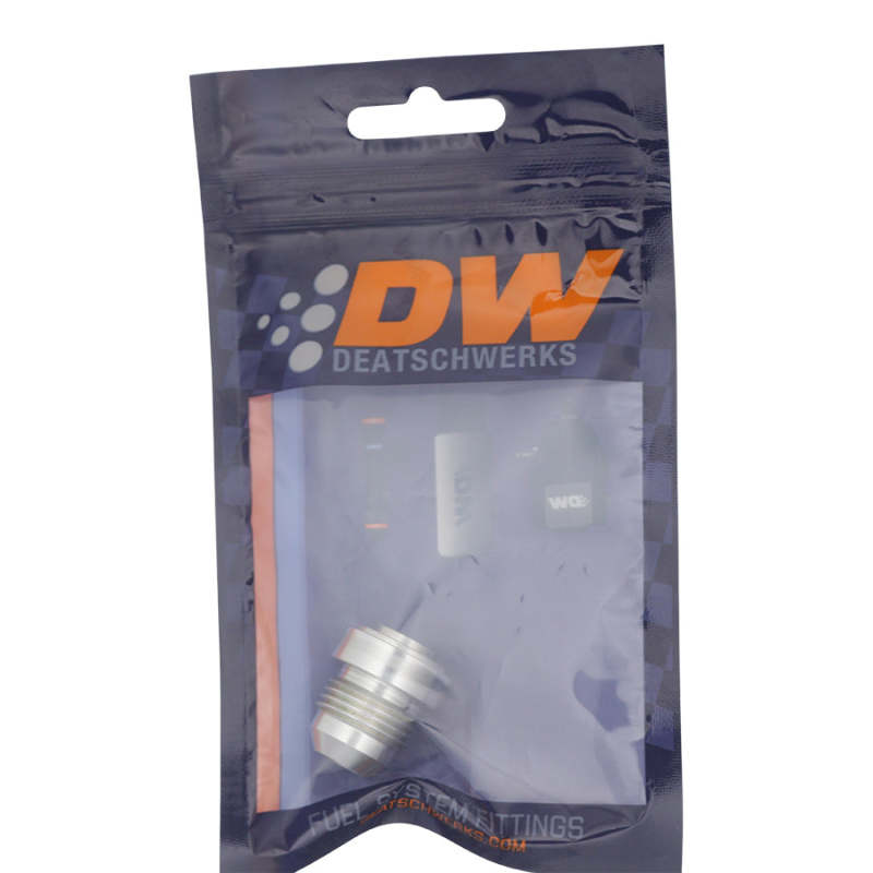 DeatschWerks 8AN Male Flare with Aluminum Weld On Fitting - Anodized Raw Aluminum - 6-02-0748