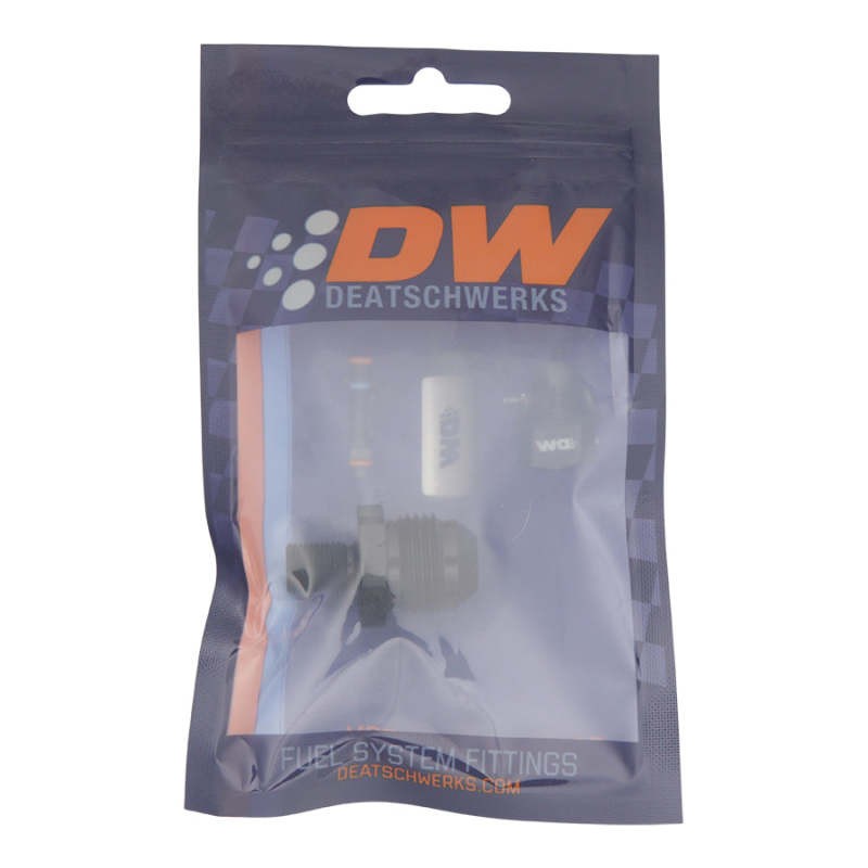 DeatschWerks 8AN Male Flare to M10 X 1.0 Male Metric - Anodized Matte Black - 6-02-0621-B