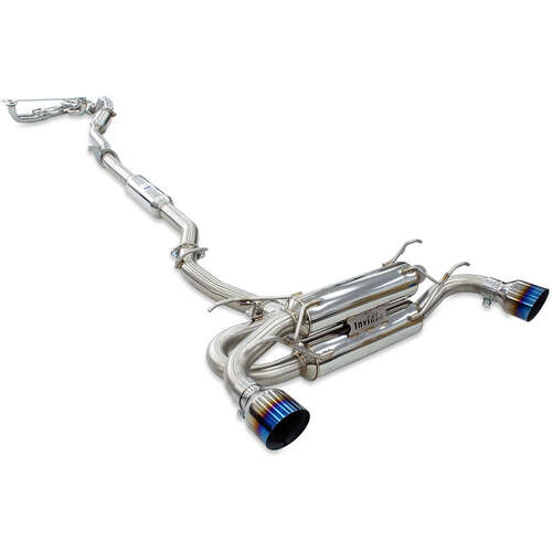 Invidia R400 70mm Engine Back Exhaust w/PSR Unequal Headers - Rolled Titanium Blue Tips - Subaru BRZ & Toyota 86 12-21, 22+ (6MT)