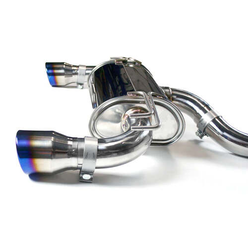 Invidia Q300 Cat Back Exhaust - Straight Cut Titanium Blue Tips - Mitsubishi Evo X CZ4A