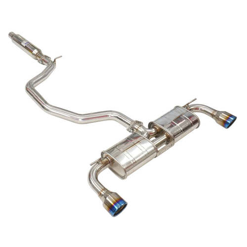 Invidia R400 Cat Back Exhaust - Straight Cut Titanium Blue Tips - VW Golf GTI Mk8