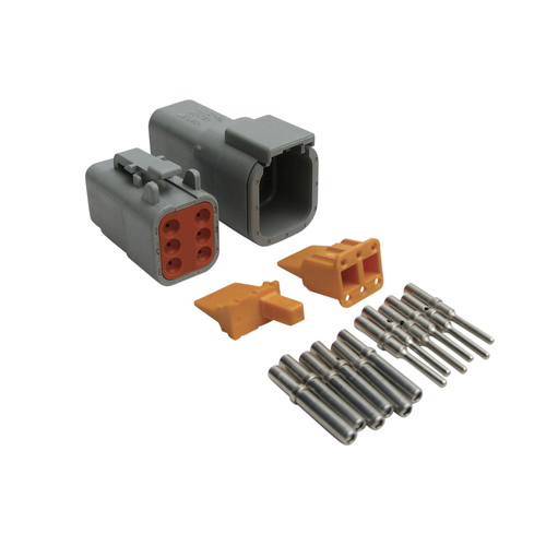 Haltech Plug and Pins Only - Matching Set of Deutsch DTM-6 Connectors (7.5 Amp) [HT-031015]