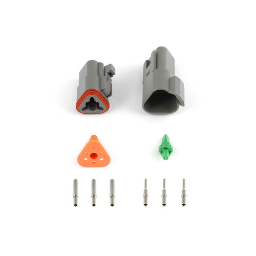 Haltech Plug and Pins Only - Matching Set of Deutsch DT-3 Connectors (DT06-3S + DT04-3P) - (13 Amp) [HT-031113]