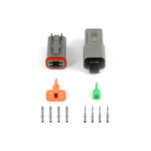 Haltech Plug and Pins Only - Matching Set of Deutsch DT-4 Connectors  (DT06-4S + DT04-4P) - (13 Amp)  [HT-031114]