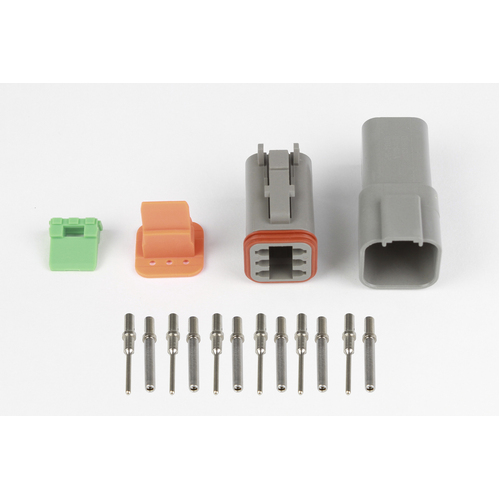 Haltech Plug and Pins Only - Matching Set of Deutsch DT-6 Connectors  (DT06-6S + DT04-6P) - (13 Amp)  [HT-031115]