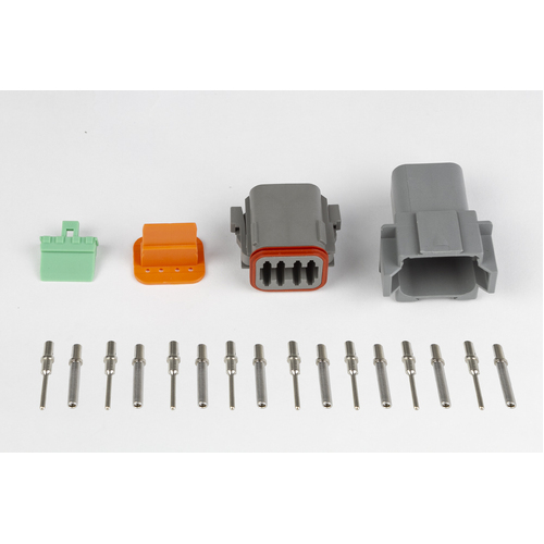 Haltech Plug and Pins Only - Matching Set of Deutsch DT-8 Connectors  (DT06-8S + DT04-8P) - (13 Amp)  [HT-031116]