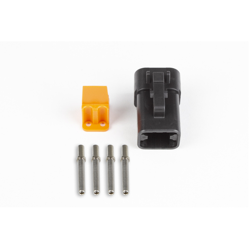 Haltech Plug and pins only - Male Deutsch DTP-06-4S - Black connector (25Amp)  [HT-031201]