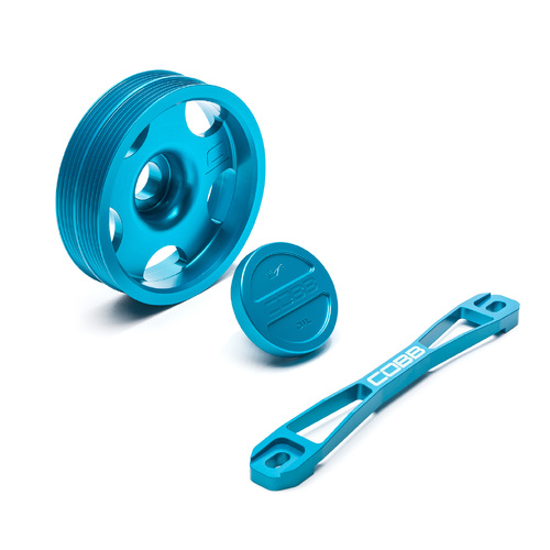 Cobb Tuning Main Pulley + Oil Cap + Battery Tie Teal - Subaru All Models (EJ20/EJ25) (SUB00003AQ)