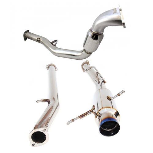 Invidia N1 Turbo Back Exhaust Non-Resonated - Straight Cut Black Stainless Tips - Subaru WRX/STI GD 01-07