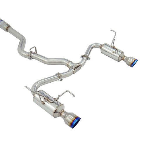 Invidia R400 Turbo Back Exhaust - Straight Cut Titanium Blue Tips - Subaru WRX 08-10 Sedan/Forester XT SH 08-13 (5MT/4AT)