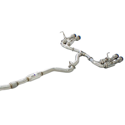 Invidia R400 Turbo Back Exhaust - Straight Cut Titanium Blue Tips - Subaru WRX 15-21 (CVT Auto)