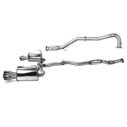 Invidia Q300 Turbo Back Exhaust - Straight Cut Titanium Blue Tips - Subaru WRX 15-21 (CVT Auto)