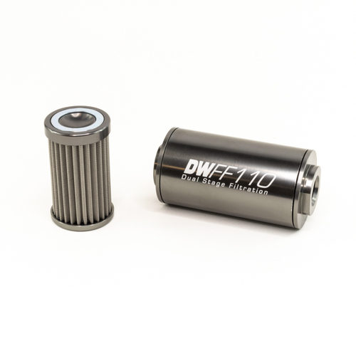 DeatschWerks Stainless Steel 100 Micron In-Line Fuel Filter Element w/110mm Housing kit  (for 10AN) [8-03-110-100K]