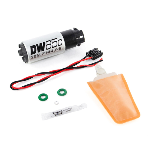 DeatschWerks DW65C 265lph Compact Fuel Pump w/Mounting Clips + Install Kit  (for Corolla 03-04) [9-652-1006]