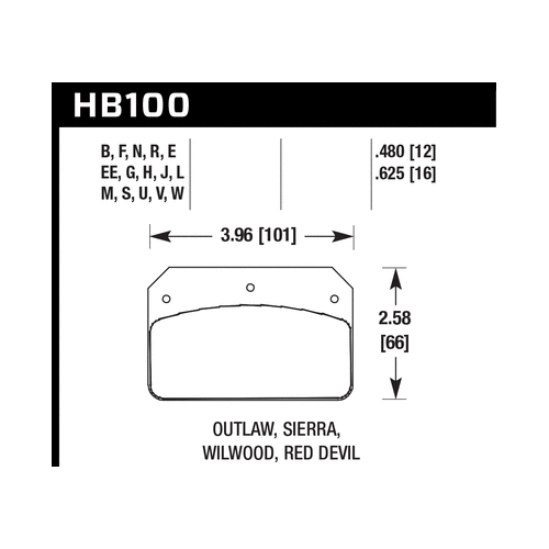 Hawk Wilwood DL/Outlaw/Sierra 12mm HPS 5.0 Street Brake Pads