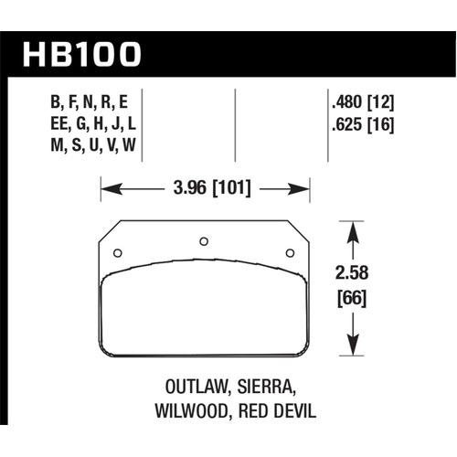 Hawk Wilwood Dynalite Caliper 12mm Street HT-10 Brake Pads (HB100S.480)