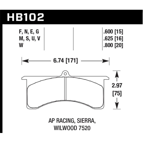 Hawk DTC-80 AP Racing 6 - Sierra/JFZ - Wilwood Brake Pads (HB102Q.600)