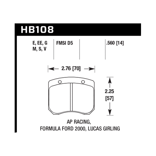 Hawk AP Racing/FF 2000 14mm DTC-60 Rear Race Brake Pads