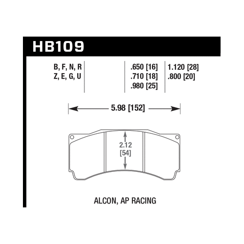 Hawk Alcon TA-6 / AP Racing CP5060-2/3/4/5ST /  AP Racing CP5555 / Rotora FC6 DTC-70 Race Brake Pads