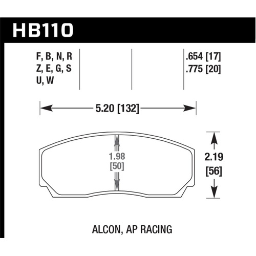 Hawk AP CP2279 / CP3788 / CP3789 / CP5835 / CP5880 / CP5830 (SC430) Caliper Blue 9012 Race Brake Pad (HB110E.775)