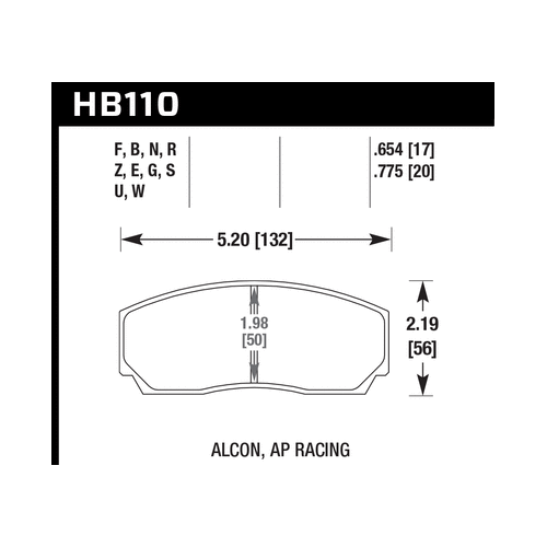 Hawk AP CP3307 / CP5040-5S4 / CP5200 (SC250) Caliper DTC-60 Race Brake Pads