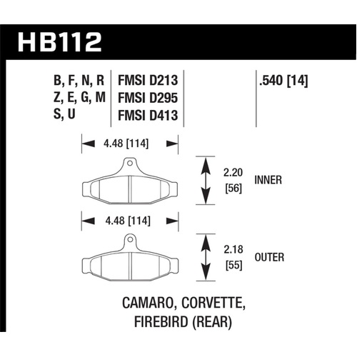 Hawk 1990-1990 Chevy Camaro Iroc-Z (w/Heavy Duty Brakes) HPS 5.0 Rear Brake Pads (HB112B.540)