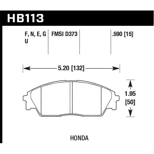 Hawk for Honda/ Acura 88-91 Civic Wagon/90-91CRX Si/ 88-90 Prelude S HPS Street Front Brake Pads (HB113F.590)