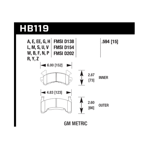 Hawk Buick / Cadillac / Chevrolet / GMC / Isuzu / Oldsmobile / Pontiac Blue 9012 Race Brake Pads