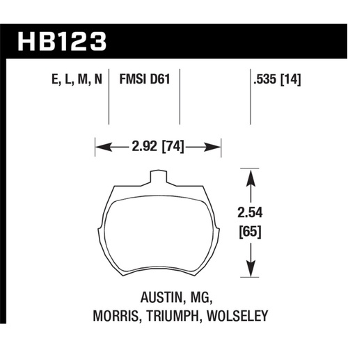 Hawk 66-79 MG Midget / 75-80 Triumph TR7 Black Front Race Brake Pads (HB123M.535)