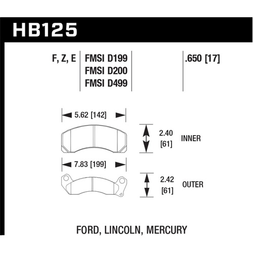 Hawk 84-93 Ford Mustang Blue 9012 Race Front Brake Pads (HB125E.650)