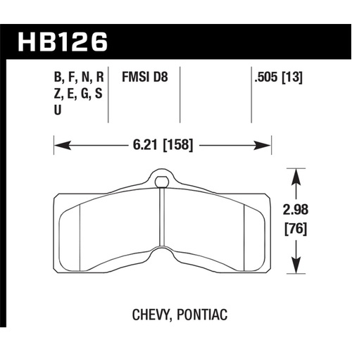 Hawk 65-82 Chevrolet Corvette Blue 9012 Race Front/Rear Brake Pads (HB126E.505)