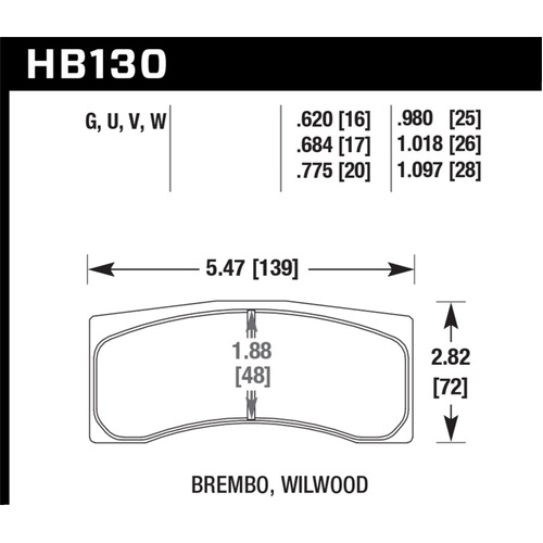 Hawk AP Racing CP5779/5780/5788/5789/5836 / Brembo X2.023.21/24/X2.028.01/04 Race DTC-60 Brake Pads (HB130G.775)