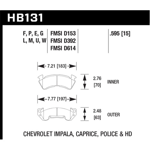 Hawk Chevy C20/R20/C30/R30/C2500/R2500/C3500/F3500 Pickup/Suburban Front DTC-60 Race Brake Pads (HB131G.595)