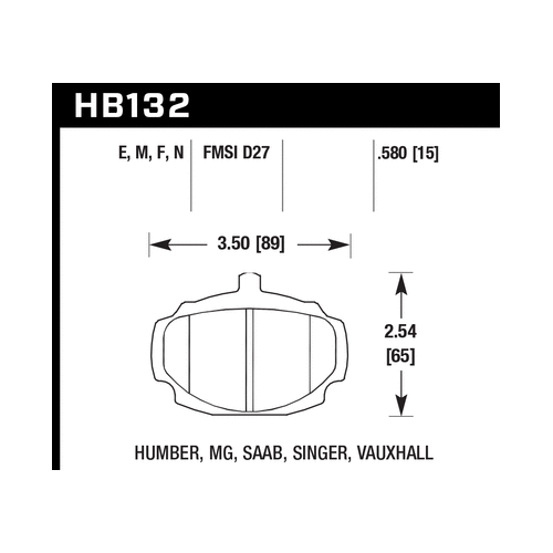 Hawk 62-81 MG MGB Front ER-1 Brake Pads