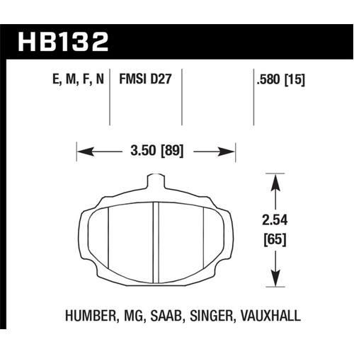 Hawk 62-81 MG MGB Black Race Front Brake Pads (HB132M.580)