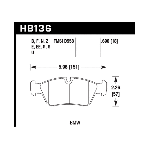 Hawk 92-98 BMW 318i 1.8L Sedan Front ER-1 Brake Pads