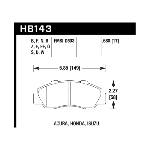 Hawk 97-01 Honda Prelude Blue 9012 Street Front Brake Pads