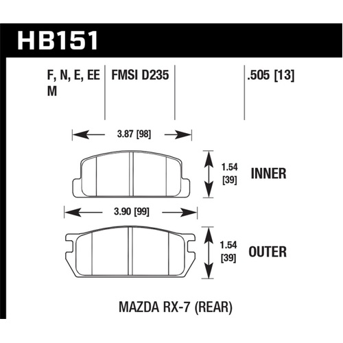 Hawk HP+ Street Brake Pads (HB151N.505)