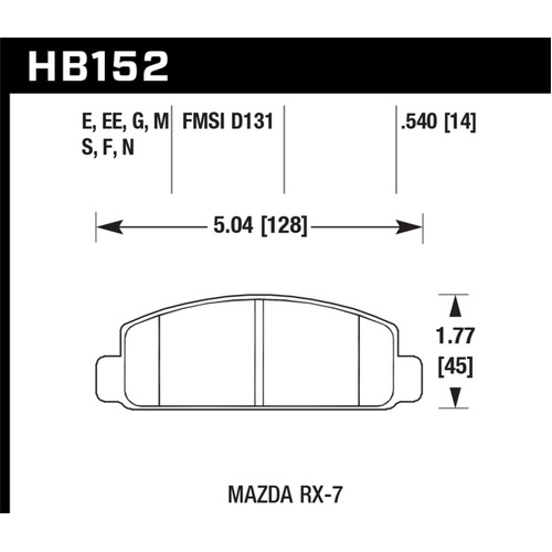 Hawk Mazda RX-7 Black Race Front Brake Pads (HB152M.540)