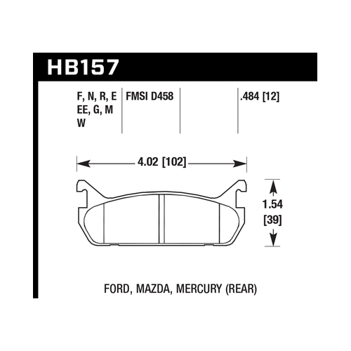 Hawk 94-96 Ford Escort GT/Mercury Tracer HPS 5.0 RearBrake Pads