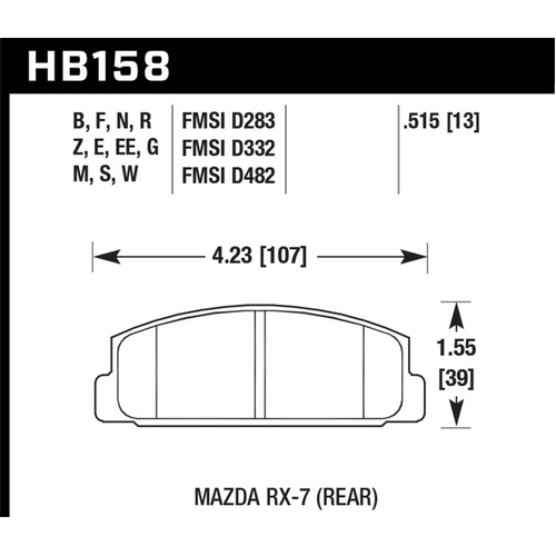 Hawk 86-95 Mazda RX-7 Performance Ceramic Street Rear Brake Pads (HB158Z.515)