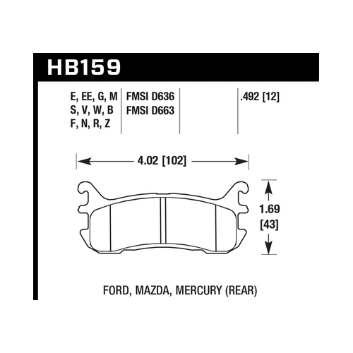 Hawk 2002-2004 Chevrolet Venture (FWD) HPS 5.0 Rear Brake Pads