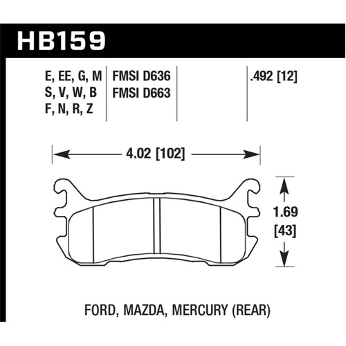 Hawk 94-97 & 99-03 Mazda Miata HT-10 Race Rear Brake Pads (HB159S.492)