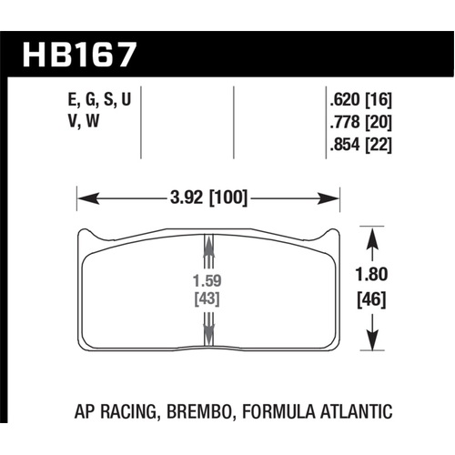 Hawk Brembo 16mm DTC-60 Race Brake Pad Sets (HB167G.620)