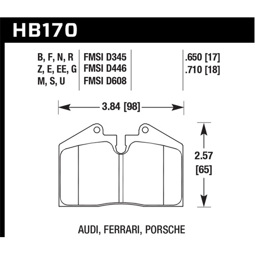 Hawk 97-02 Ferrari Maranello DTC-60 Front Race Brake Pads (HB170G.710)