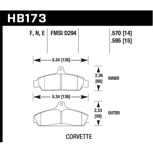 Hawk 84-87 Chevy Corvette 5.7 Blue 9012 Race Front Brake Pads (HB173E.595)