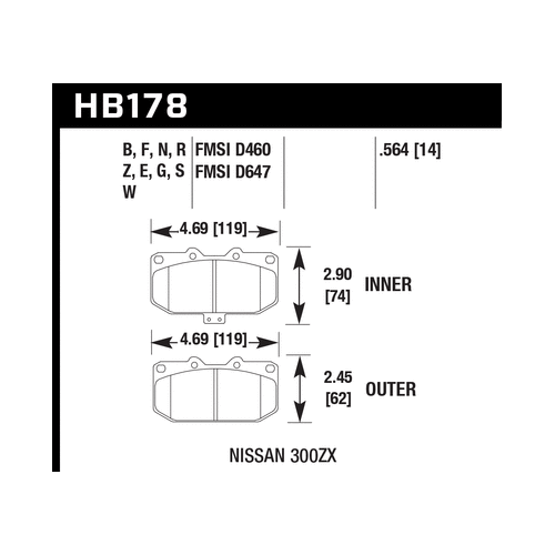 Hawk 2/1989-1996 Nissan 300ZX Base (Excl. Turbo) HPS 5.0 Front Brake Pads