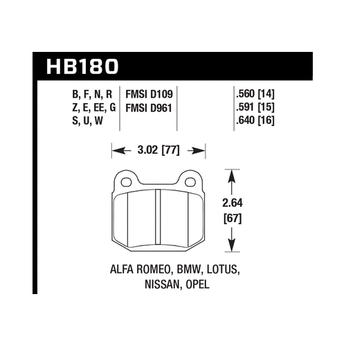 Hawk 1984-1986 Alfa Romeo GTV-6 2.5 HPS 5.0 Front Brake Pads